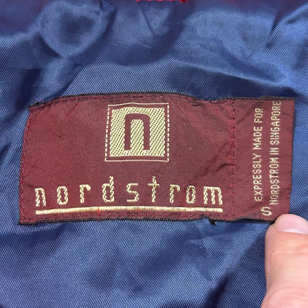 Vintage Nordstrom Harrington Jacket Red Wool Bomber Zip USA Mens Small - Picture 3 of 8